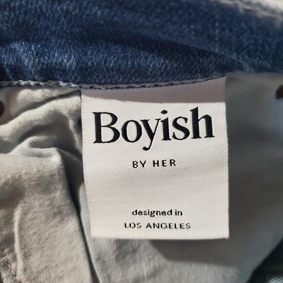 Boyish by Her Dempsey Distressed Button Fly Jeans Womens Size 29 Straight Leg - Picture 13 of 16
